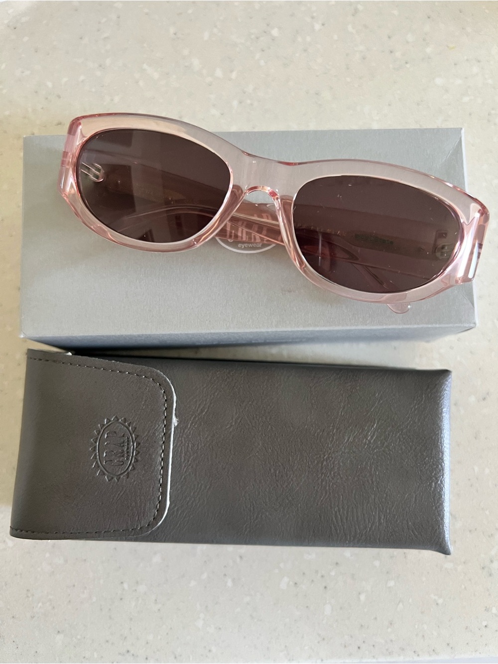 Crap Eyewear Pink Transparent Frame Sunglasses with Tinted Lenses